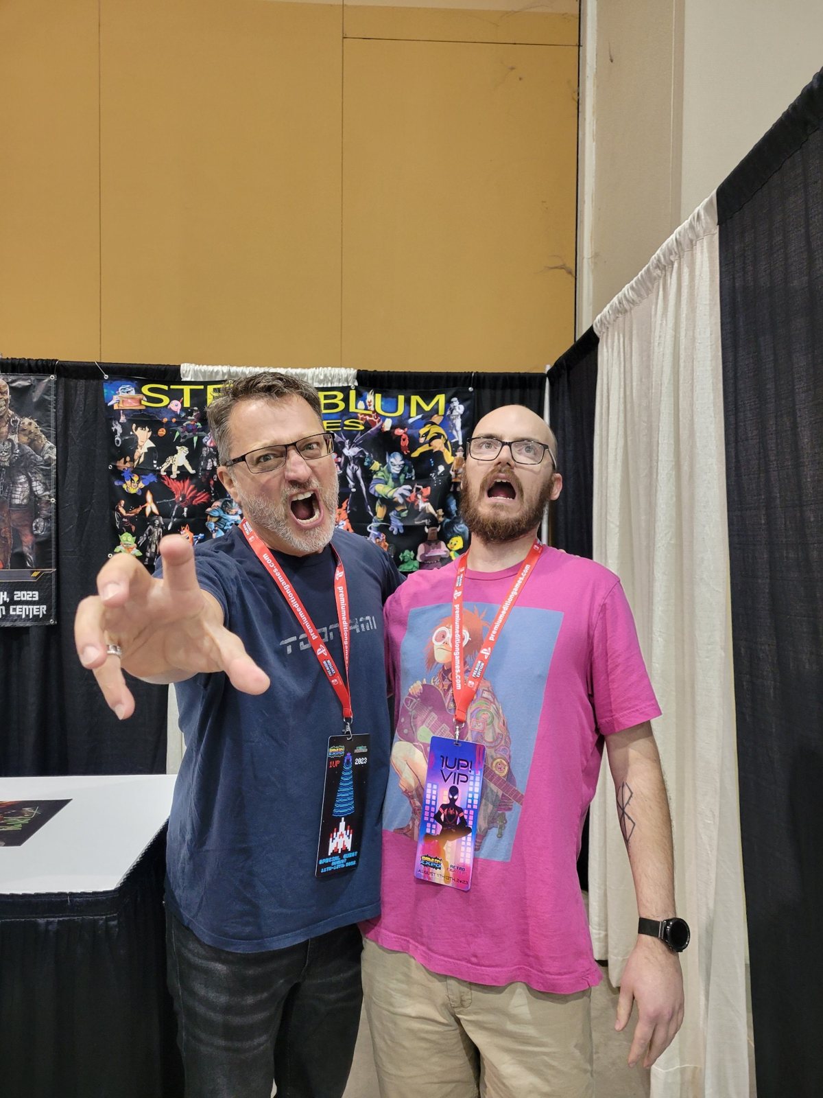 Damon with Steve Blum at a convention